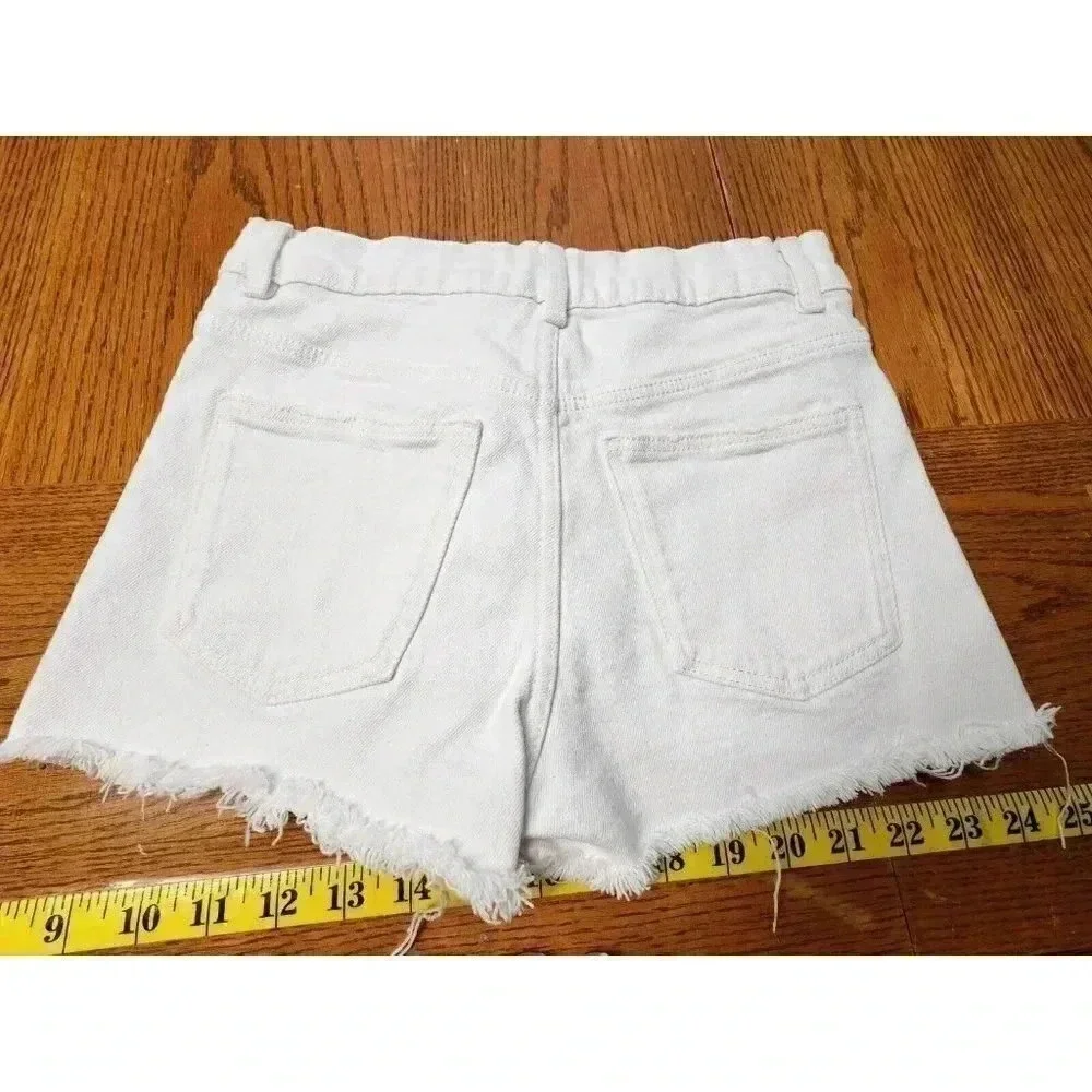 Zara White Short Shorts Denim Size 10 Button Up - Picture 2 of 5